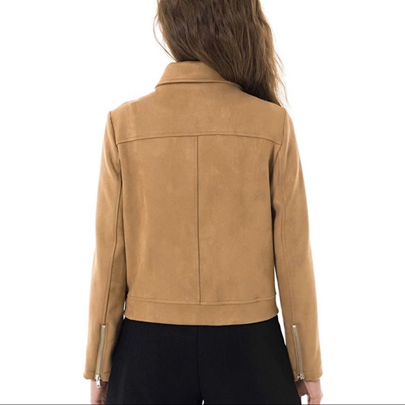 Women’s Faux Suede Asymmetrical Moto Style Jacket - Picture 3 of 4